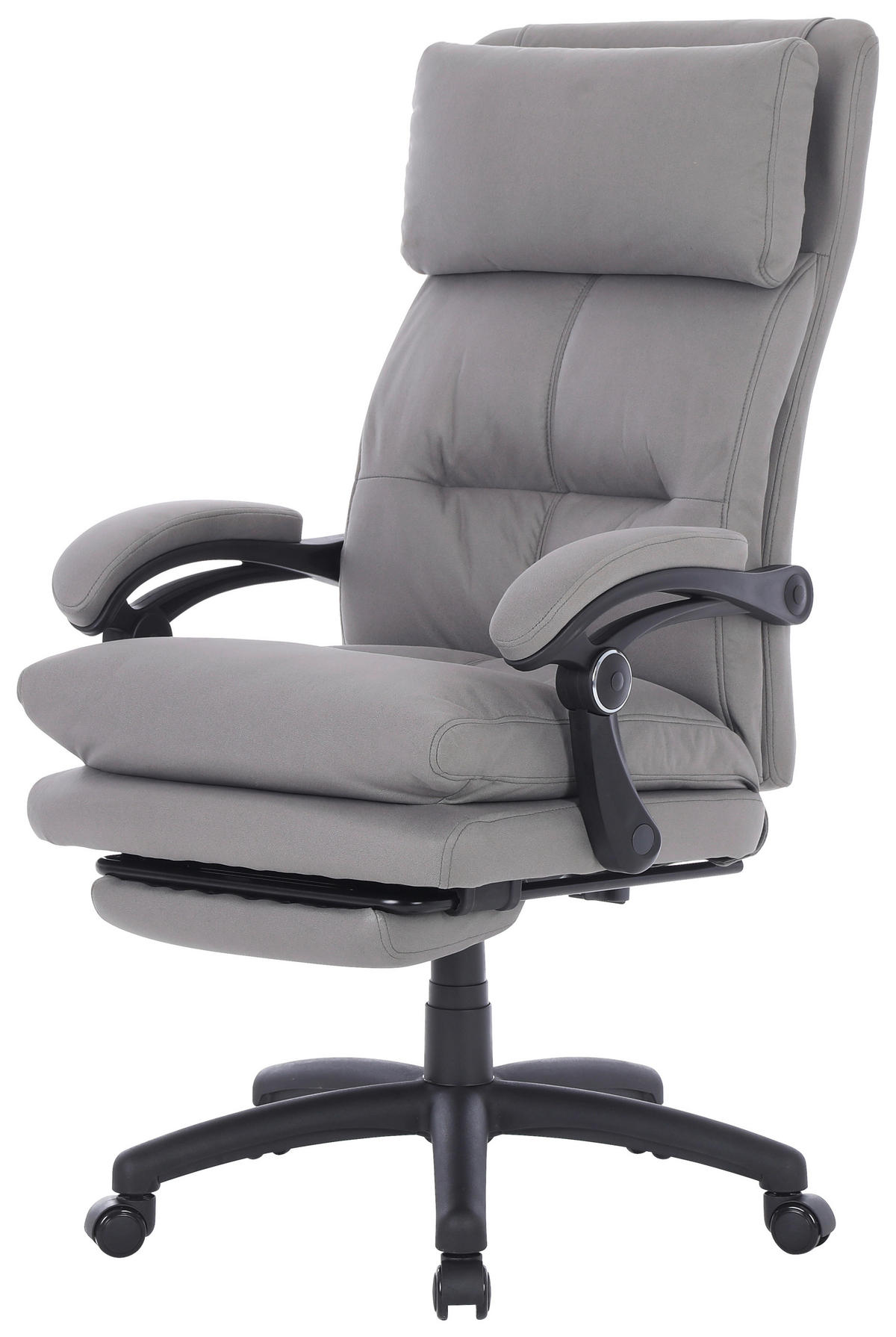 CHEFSESSEL Mikrofaser Grau  - Schwarz/Grau, MODERN, Kunststoff/Textil (66/116-124/71.5cm) - MID.YOU