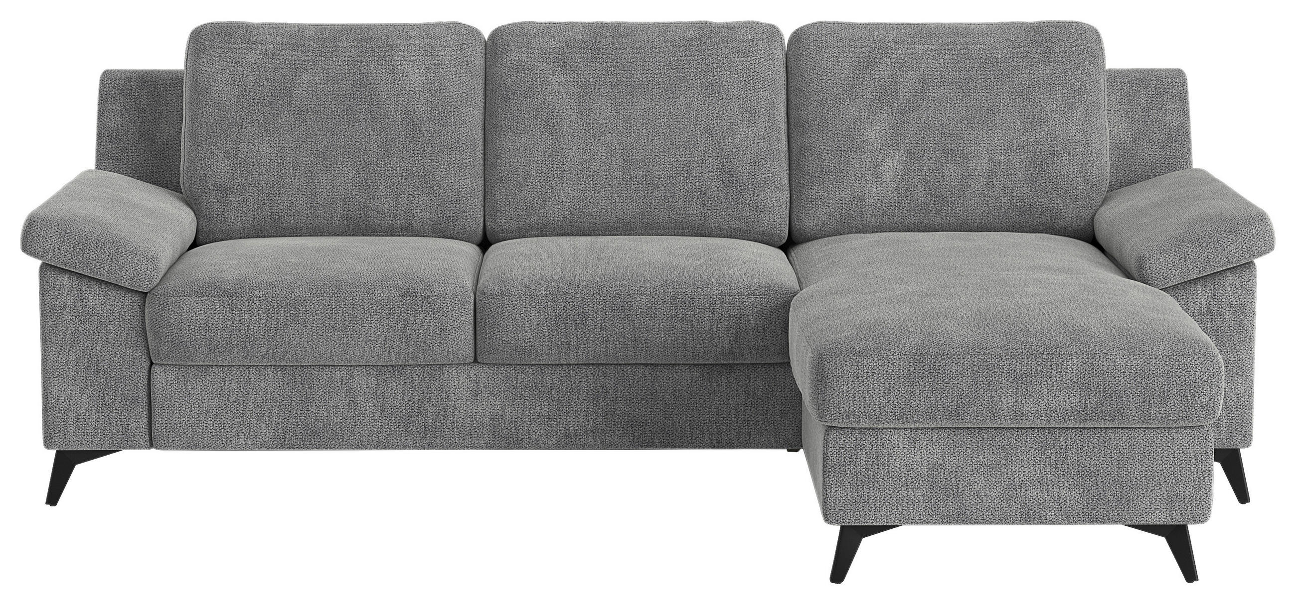 ECKSOFA  in Chenille Grau  - Schwarz/Grau, KONVENTIONELL, Textil/Metall (245/156cm) - Cotta