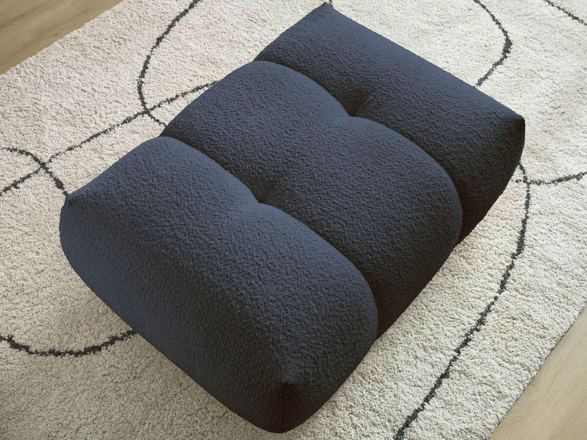 HOCKER FUJI  Bouclé Dunkelblau  - Schwarz/Dunkelblau, MODERN, Kunststoff/Textil (112/44/80cm)