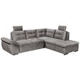 ECKSOFA  in Mikrovelours Hellgrau  - Hellgrau/Schwarz, KONVENTIONELL, Kunststoff/Textil (265/217cm) - Carryhome
