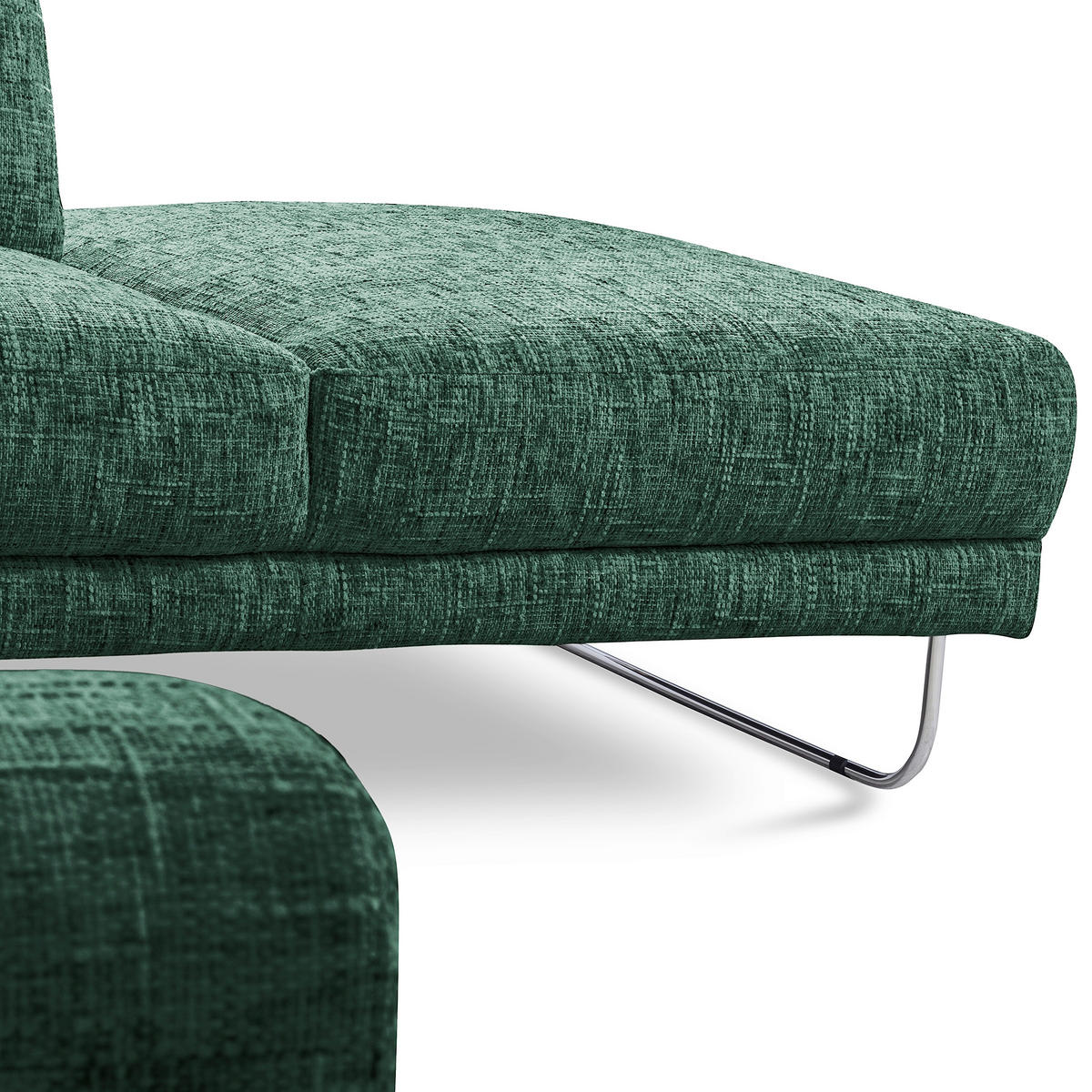 ECKSOFA 273/250 cm SPRING in Webstoff Grün Zierkissen  273/250 cm  - Chromfarben/Grün, Design, Textil/Metall (273/250cm) - Livetastic