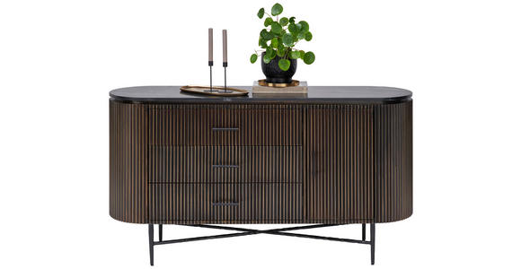 SIDEBOARD Messingfarben Einlegeboden  - Messingfarben/Schwarz, Trend, Holzwerkstoff/Stein (150/80/40cm) - Ambia Home