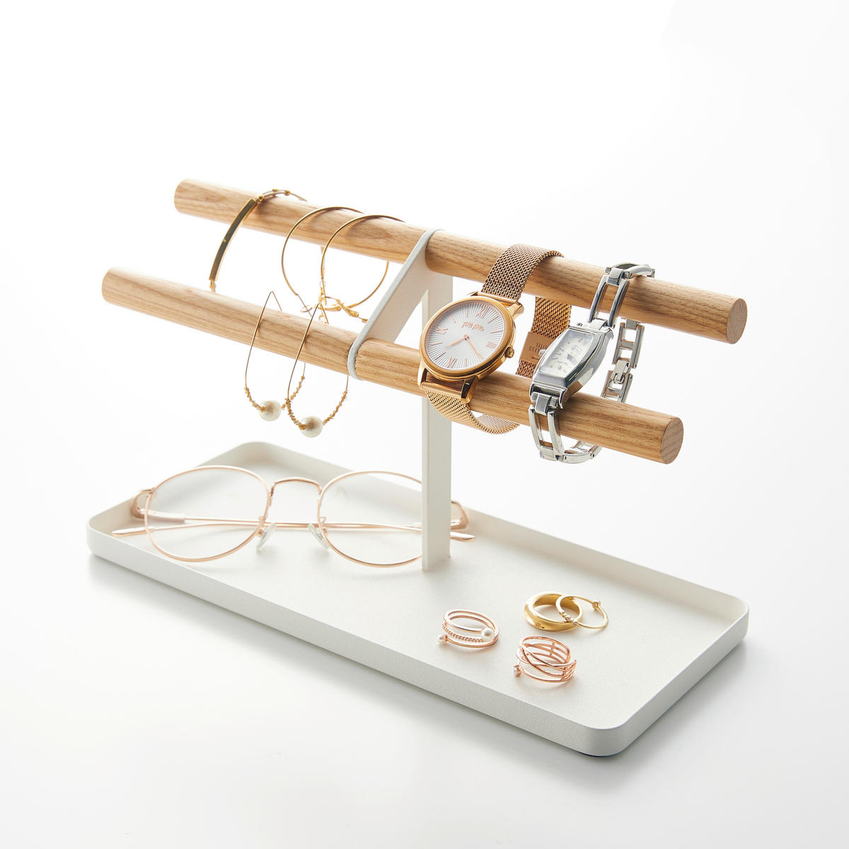 SCHMUCKHALTER - Weiss, Basics, Holz/Metall (24/10,5/13,5cm)