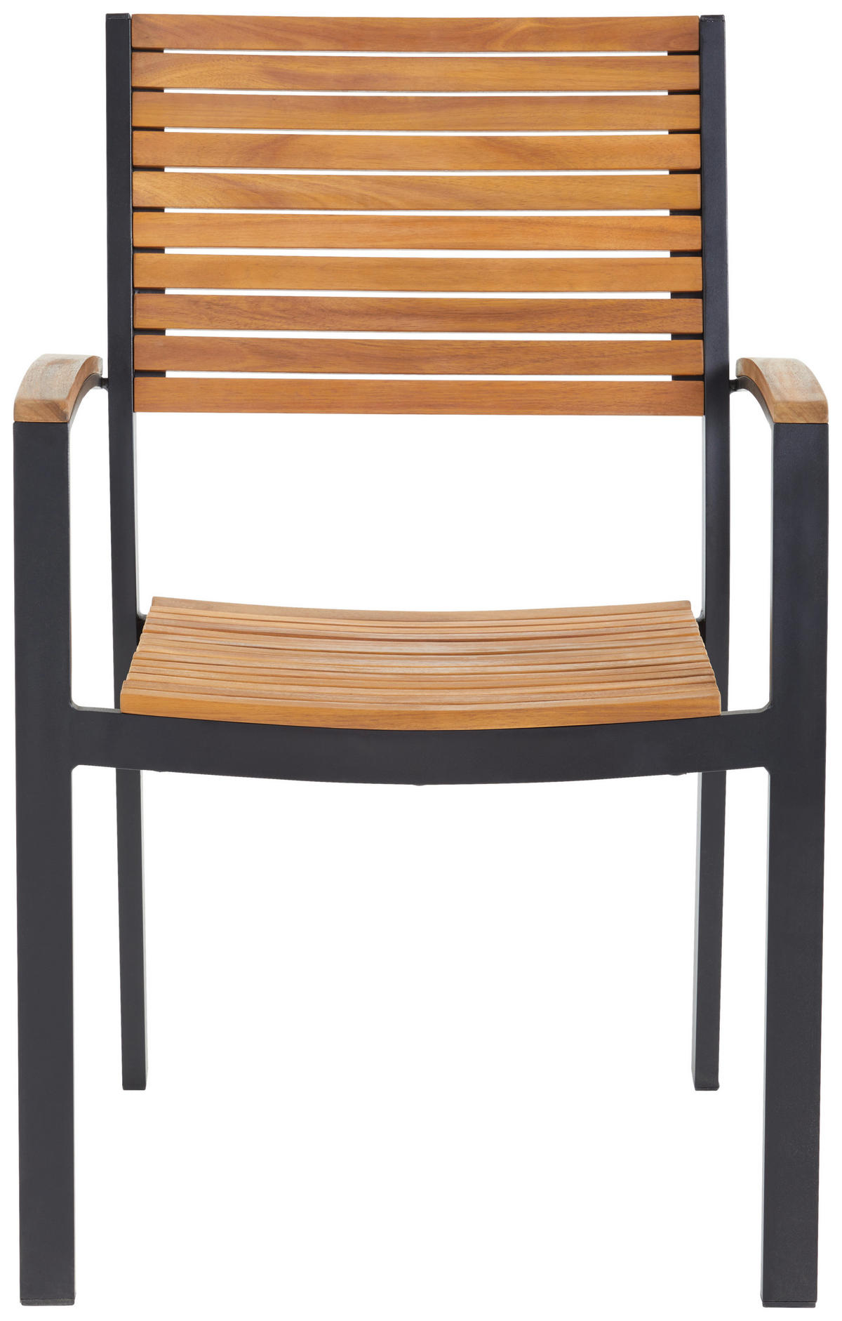 GARTENSESSEL Akazie Aluminium Schwarz, Teakfarben  - Schwarz/Teakfarben, MODERN, Holz/Metall (59,5/88/58cm) - Ambia Garden