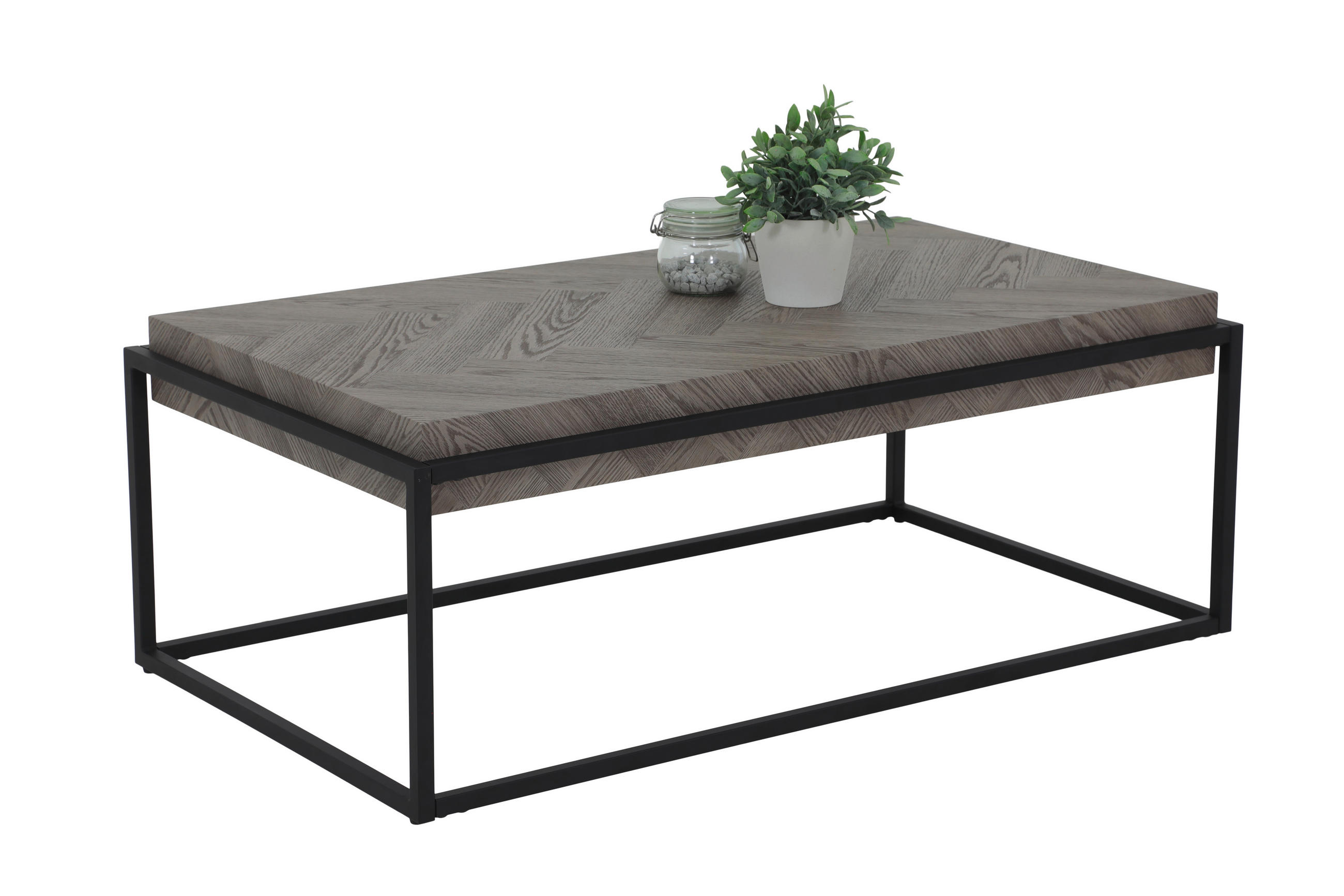 COUCHTISCH 114/64/42 cm rechteckig Hellgrau  - Hellgrau/Schwarz, Design, Holzwerkstoff/Metall (114/64/42cm) - Livetastic