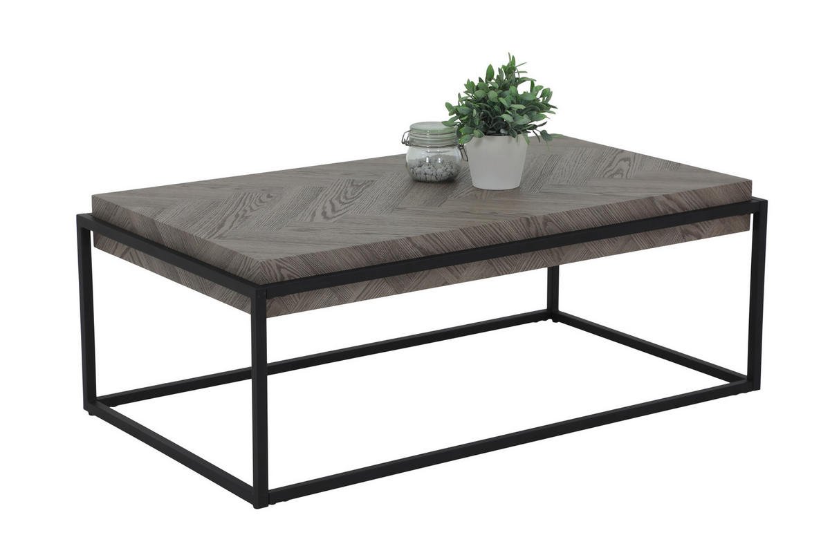 COUCHTISCH in Metall, Holzwerkstoff 114/64/42 cm  - Hellgrau/Schwarz, Design, Holzwerkstoff/Metall (114/64/42cm) - Livetastic