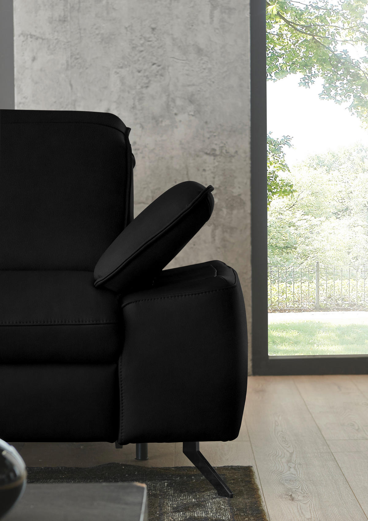 ECKSOFA  Echtleder Schwarz  - Schwarz, Design, Leder/Metall (169/307cm) - Beldomo Premium