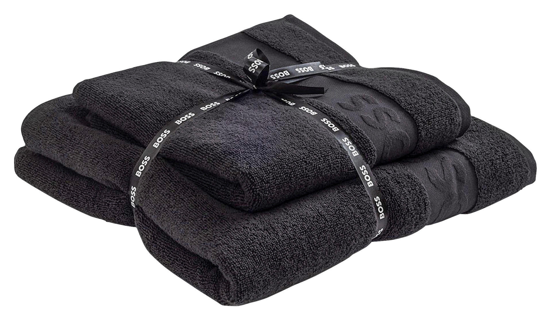 HANDTUCHSET MLOGO Dunkelgrau 2-teilig  - Dunkelgrau, Design, Textil (50/100cm) - Hugo Boss