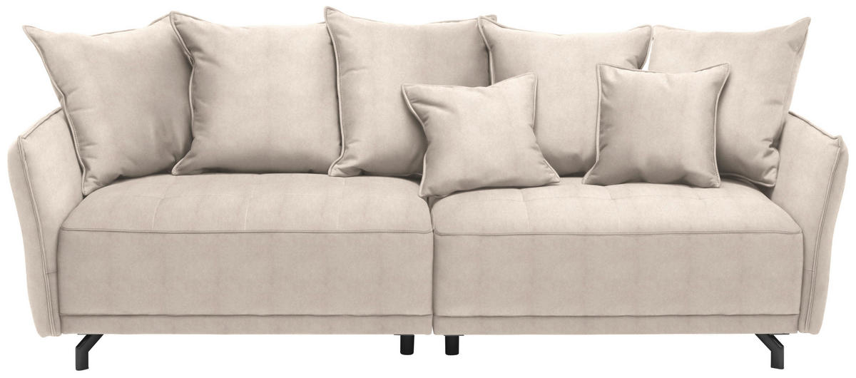 BIGSOFA in Velours Beige  - Beige/Schwarz, Design, Textil/Metall (226/91/103cm) - Carryhome