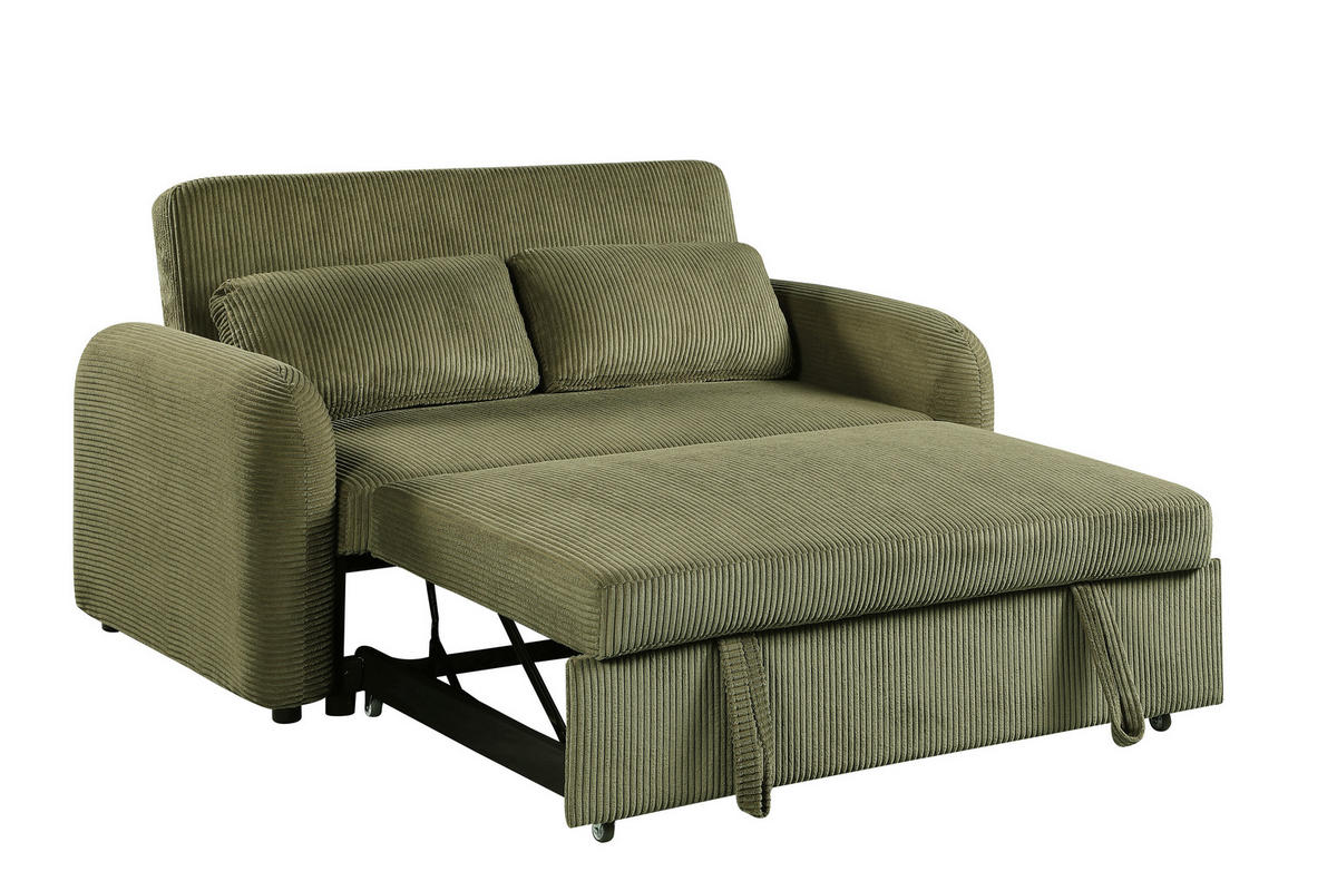 SCHLAFSOFA Cord Grün  - Schwarz/Grün, Design, Kunststoff/Textil (150/86/90cm) - MID.YOU
