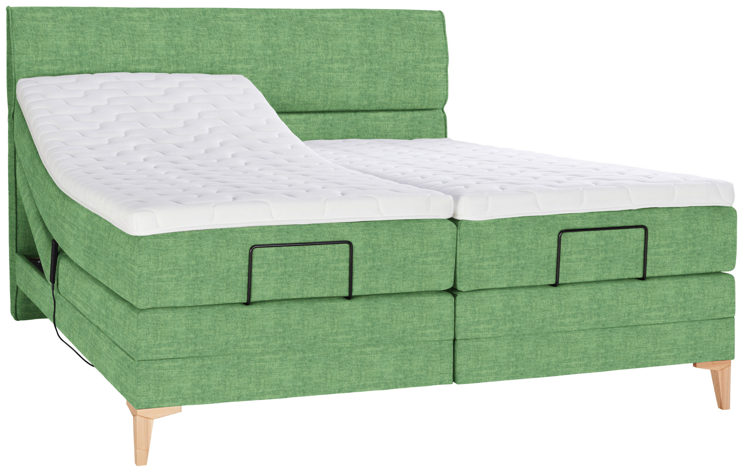BOXSPRINGBETT 180/200 cm  in Grün  - Eichefarben/Grün, Konventionell, Holz/Textil (180/200cm) - Voleo