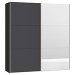 SCHWEBETÜRENSCHRANK  in Anthrazit, Schwarz  - Edelstahlfarben/Anthrazit, Design, Glas/Holzwerkstoff (203/215/65cm) - Carryhome