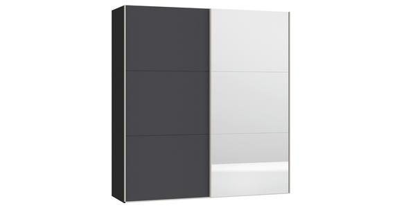 SCHWEBETÜRENSCHRANK in Anthrazit, Schwarz - Edelstahlfarben/Anthrazit, Design, Glas/Holzwerkstoff (203/215/65cm) - Carryhome