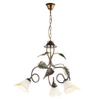 KRONLEUCHTER 40/110 cm   - Bronzefarben/Olivgrün, Natur, Glas/Metall (40/110cm)