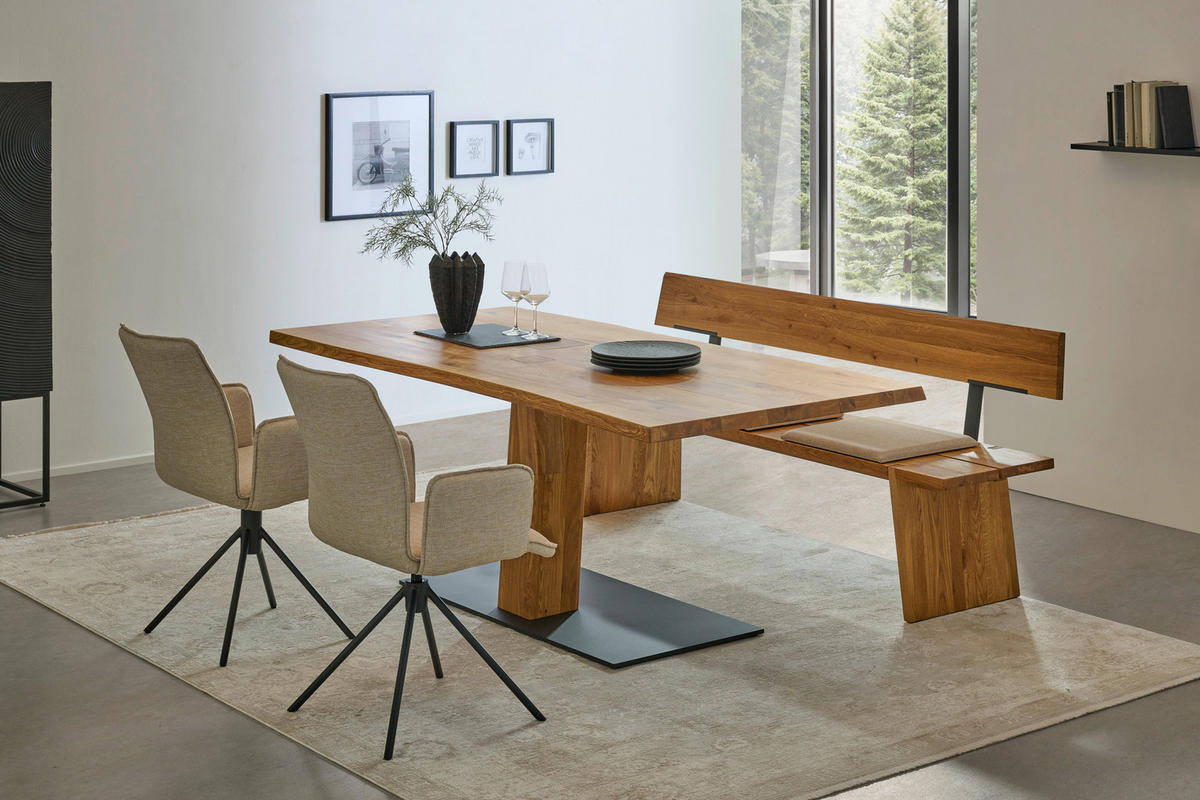 ESSTISCHHolz 220/95/76 cm  - Eichefarben/Anthrazit, Konventionell, Holz/Metall (220/95/76cm) - Cassando