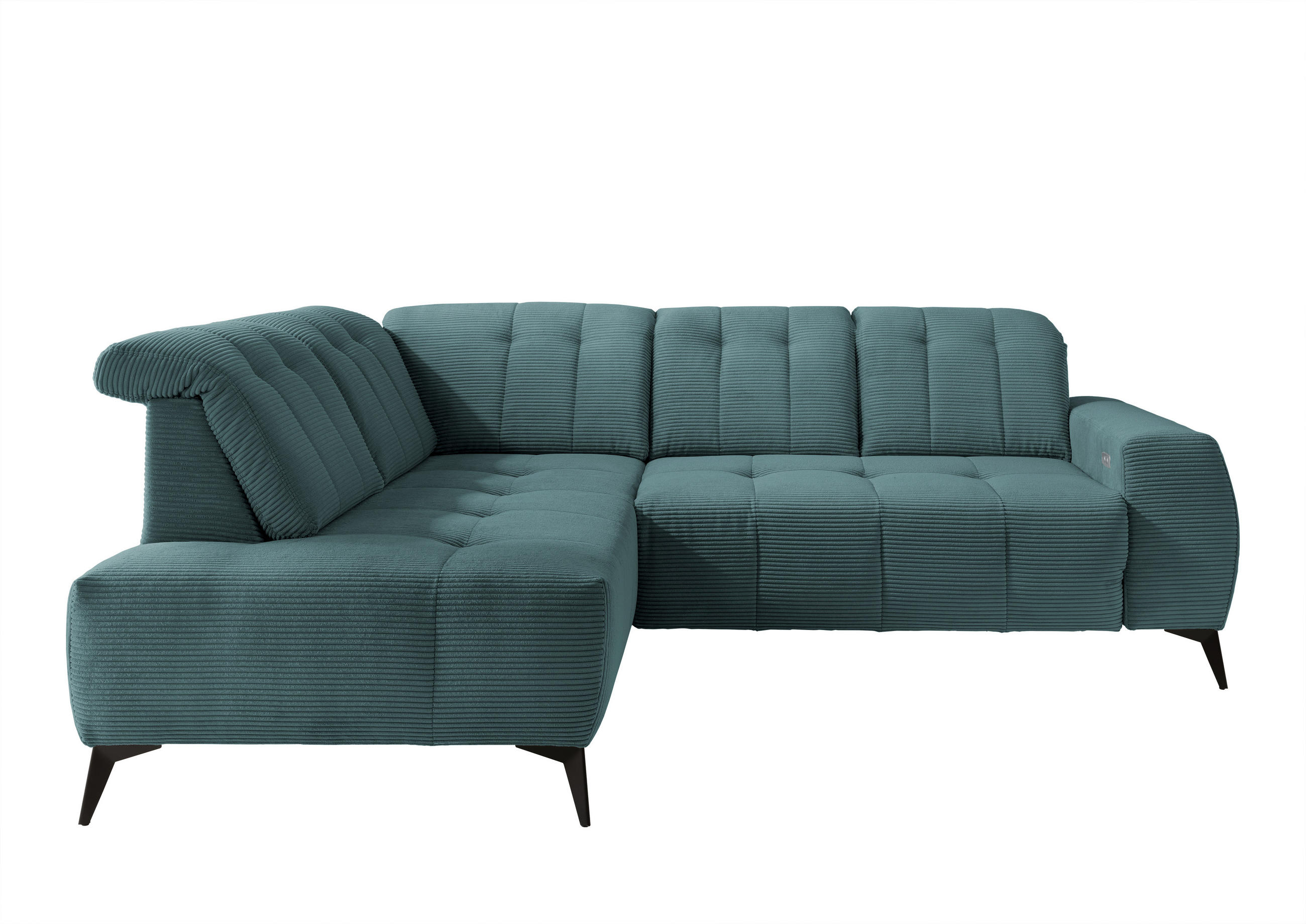 ECKSOFA Petrol Cord  - Petrol/Schwarz, MODERN, Textil/Metall (200/261cm) - Livetastic