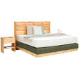 BOXSPRINGBETT 180/200 cm  in Zirbelkieferfarben, Olivgrün  - Zirbelkieferfarben/Olivgrün, Natur, Holz/Textil (180/200cm) - Valnatura