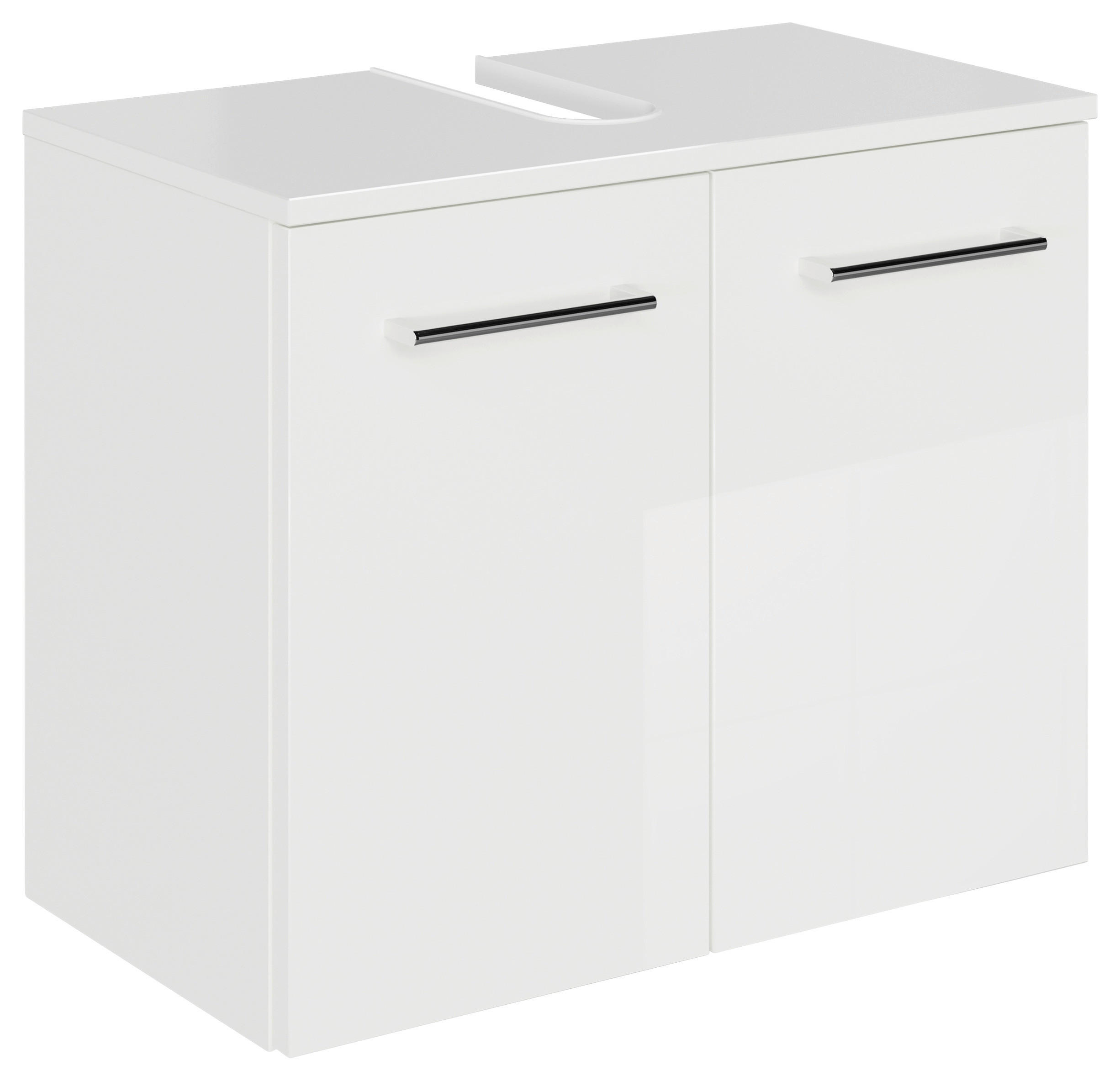 WASCHBECKENUNTERSCHRANK 60/49,8/33,3 cm  - Chromfarben/Weiß Hochglanz, KONVENTIONELL, Holzwerkstoff/Metall (60/49,8/33,3cm) - Sadena