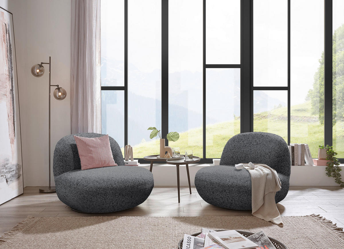 SESSEL in Webstoff Anthrazit  - Anthrazit/Schwarz, Modern, Textil/Metall (85/70/99cm) - MID.YOU