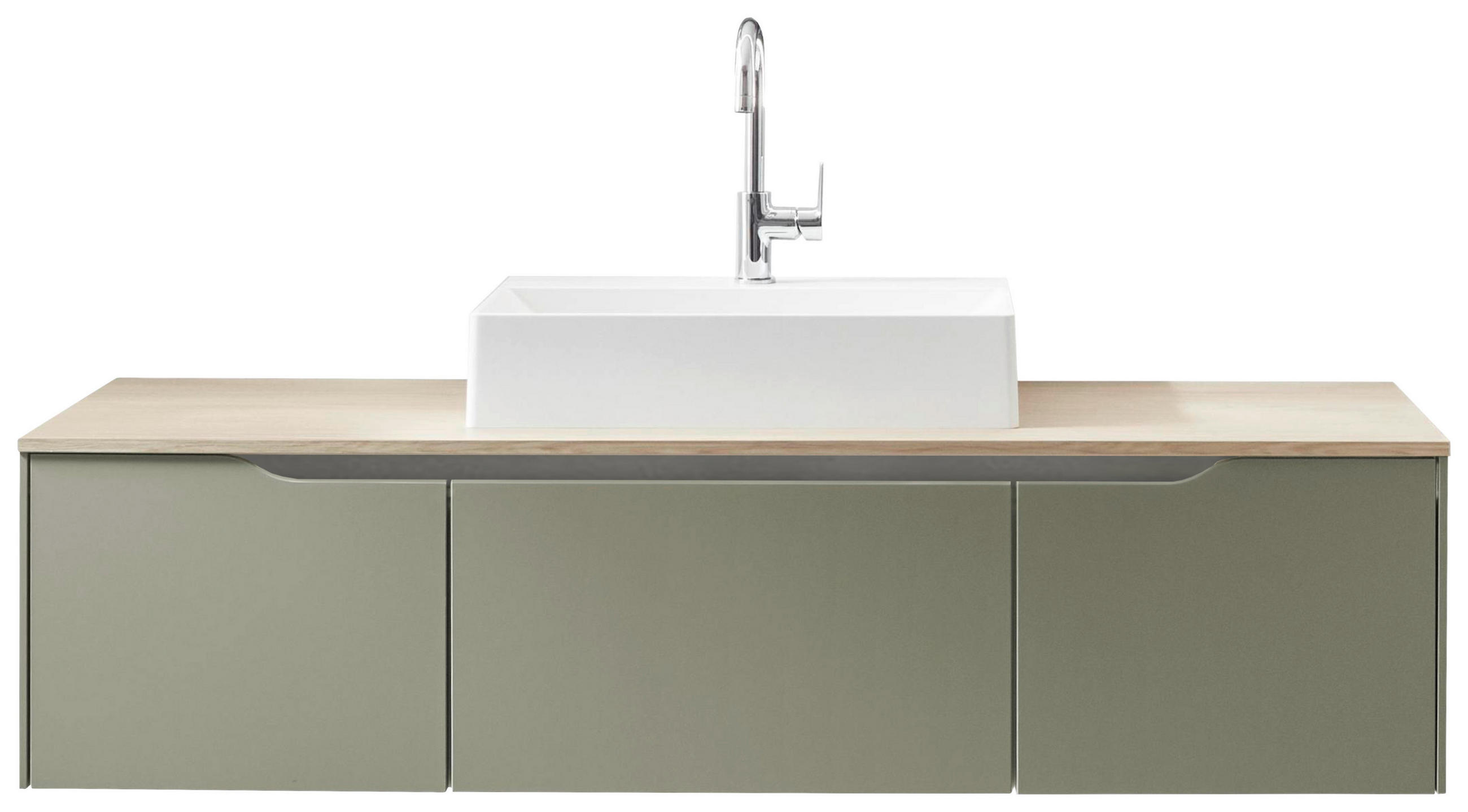 WASCHTISCHKOMBI 152 cm  - Edelstahlfarben/Eichefarben, MODERN, Holzwerkstoff/Stein (152cm) - Celina Home