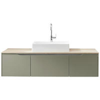 WASCHTISCHKOMBI 152 cm  - Edelstahlfarben/Eichefarben, MODERN, Holzwerkstoff/Stein (152cm) - Celina Home