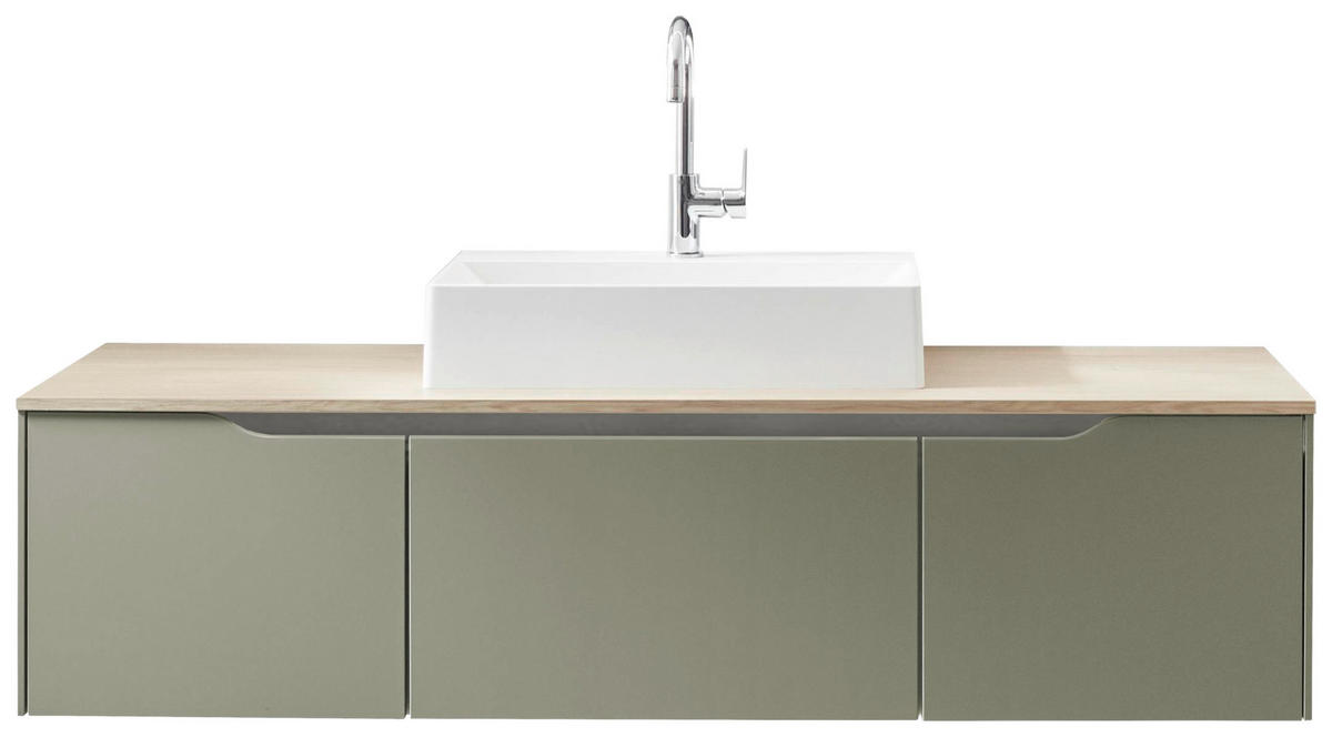 WASCHTISCHKOMBI 152 cm  - Edelstahlfarben/Eichefarben, MODERN, Holzwerkstoff/Stein (152cm) - Celina Home