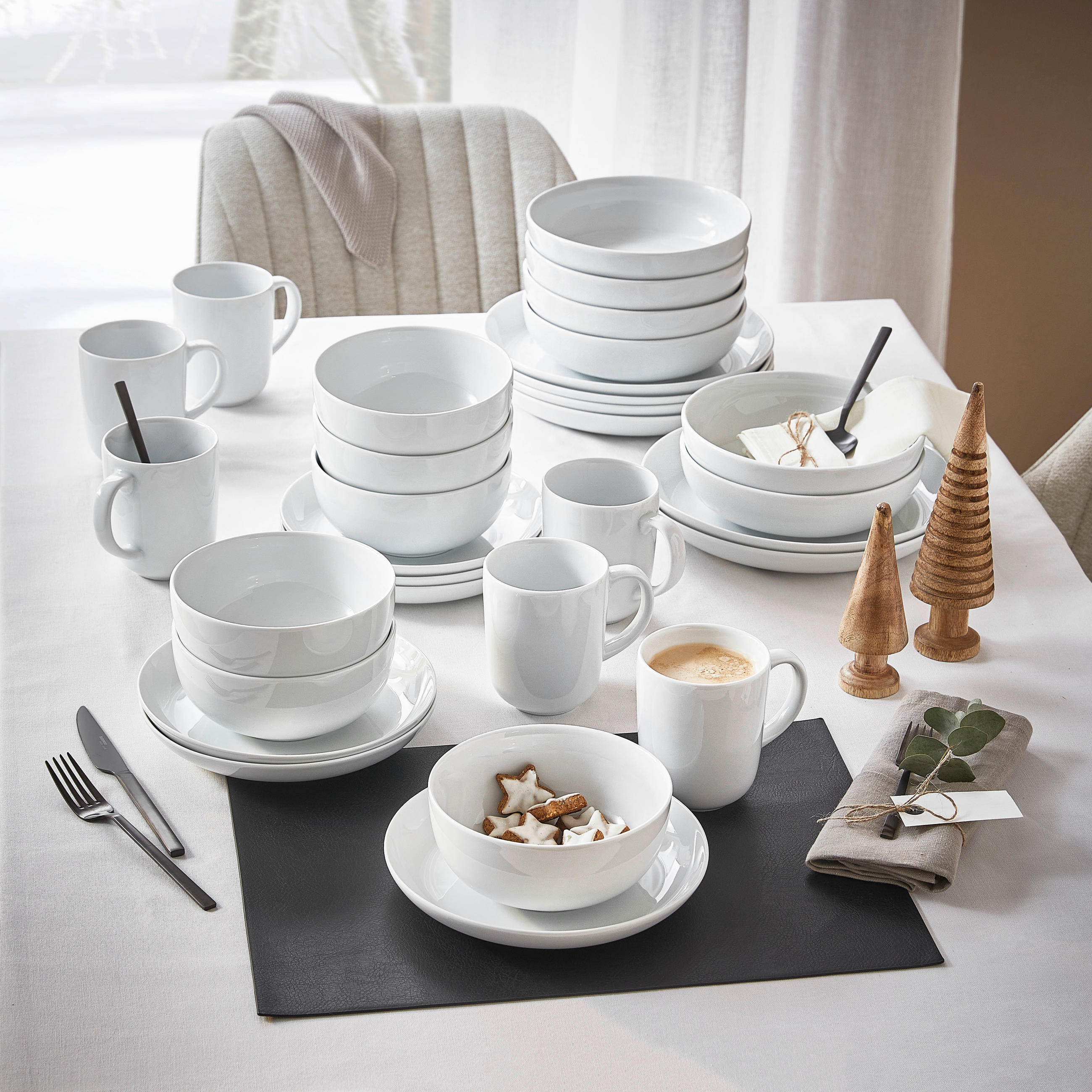 KAFFEESERVICE Weiß 18-teilig LILYBET  - Weiß, Basics, Keramik - Novel