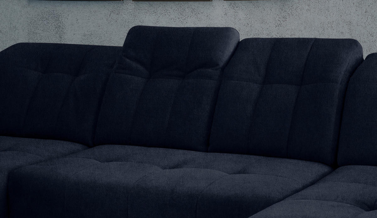 WOHNLANDSCHAFT Dunkelblau Mikrofaser  - Schwarz/Dunkelblau, MODERN, Textil/Metall (200/337/180cm) - Livetastic
