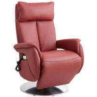 RELAXSESSEL Echtleder    - Edelstahlfarben/Dunkelrot, KONVENTIONELL, Leder/Metall (78/110/81cm) - Cantus