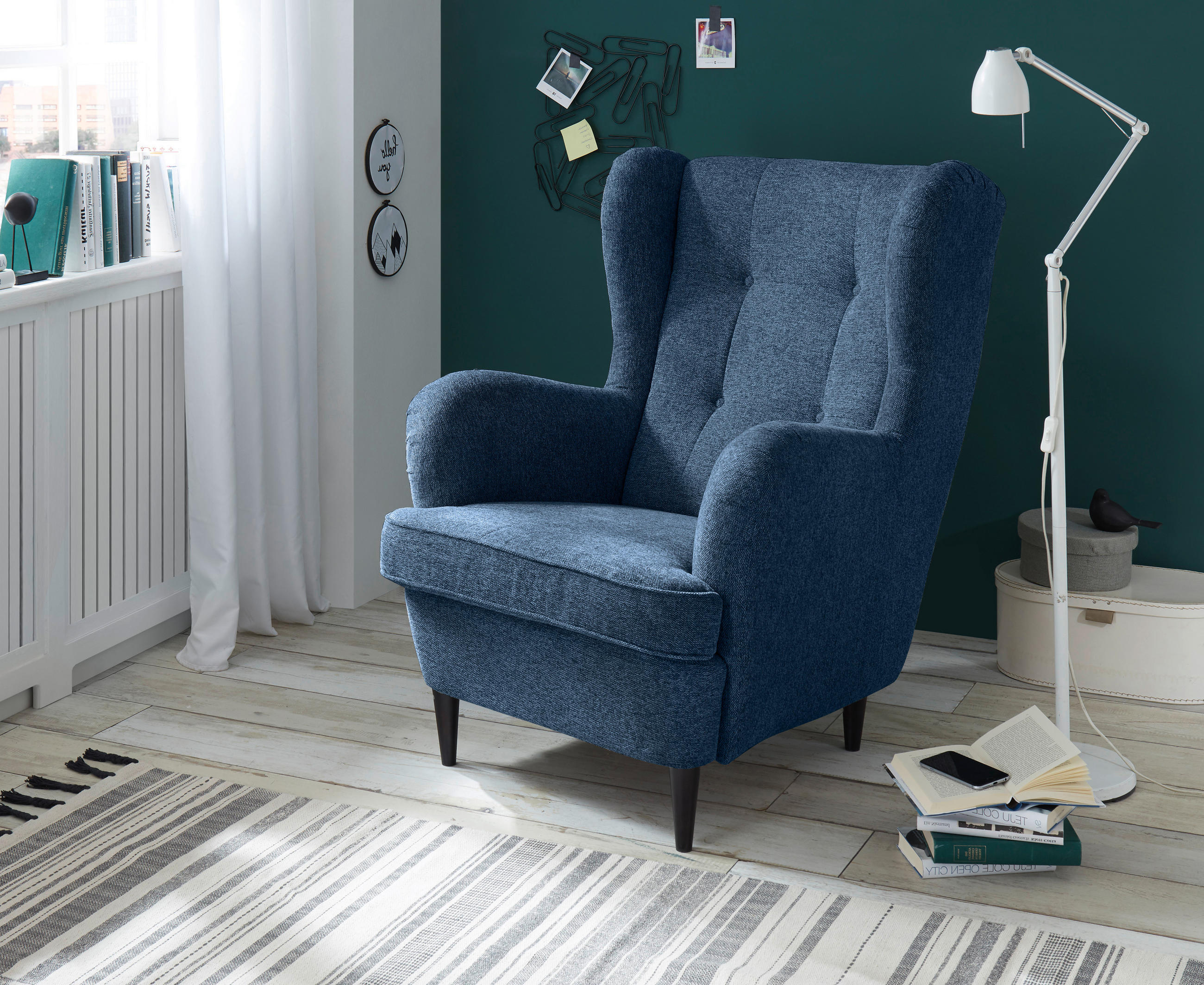 OHRENSESSEL Webstoff Dunkelblau  - Schwarz/Dunkelblau, Basics, Textil (78/102/98cm) - MID.YOU