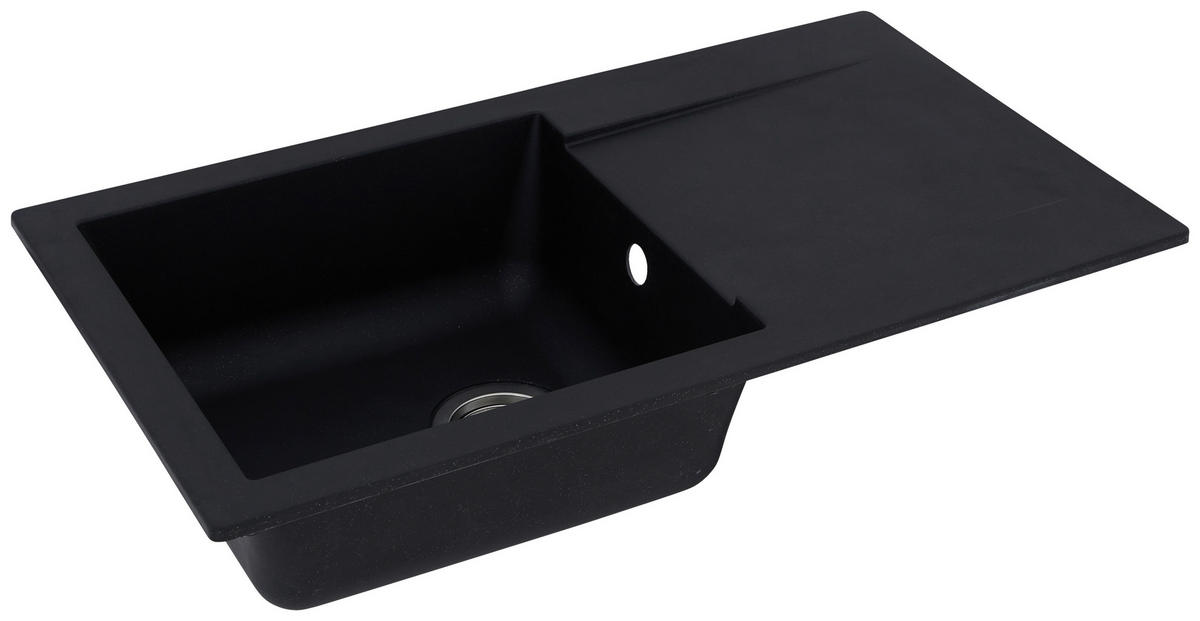SPÜLE 1712DENVER78X44S  - Schwarz, Trend, Glas/Kunststoff (78/17/43,5cm) - Respekta