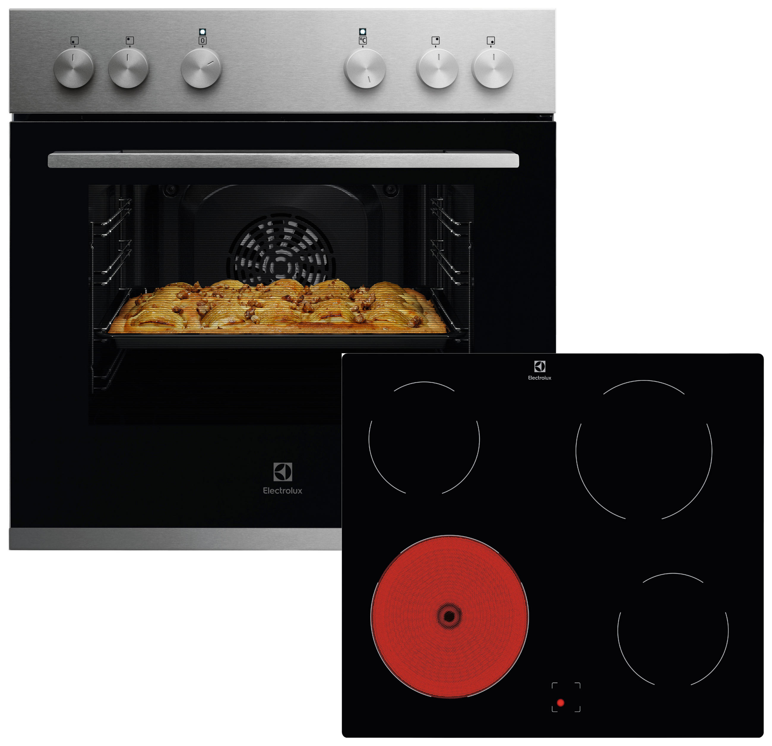 HERDSET ELXH1X1  - Edelstahlfarben, Basics, Glas/Metall (59,4/59,0/56,0cm) - Electrolux