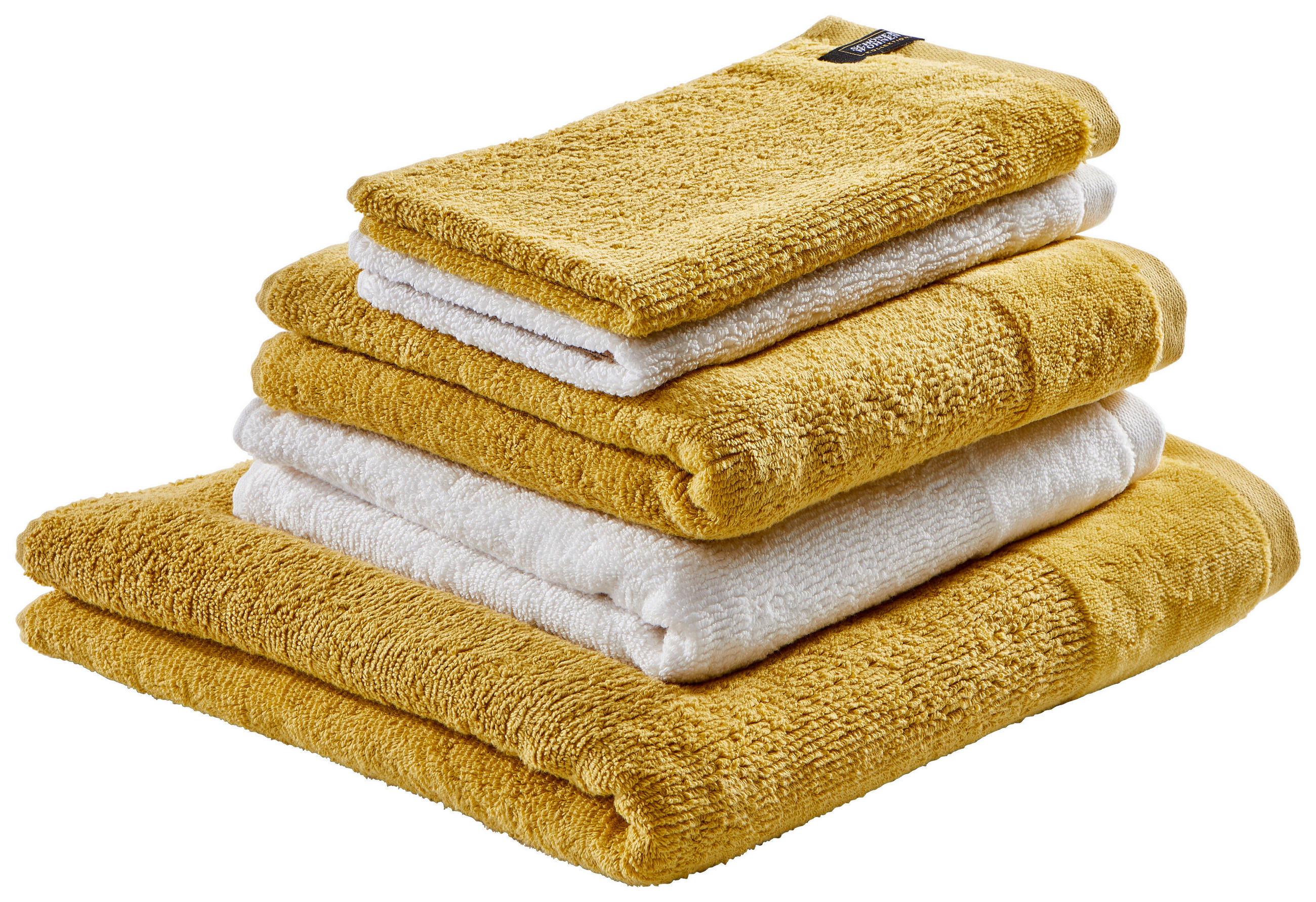 FROTTIERSET SW-Sense Creme, Gelb, Weiß 5-teilig  - Gelb/Creme, Basics, Textil (70x140/50x100cm) - Schöner Wohnen