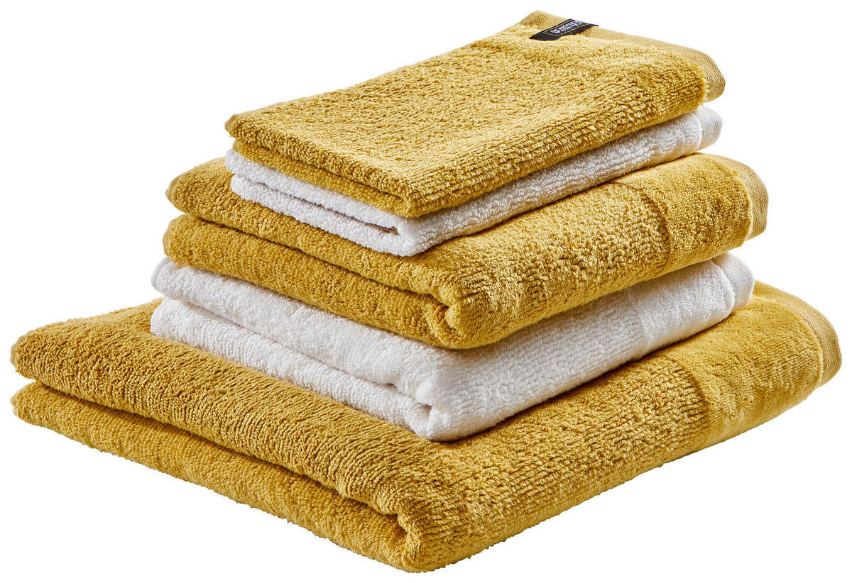FROTTIERSET SW-Sense Creme, Gelb, Weiß 5-teilig  - Gelb/Creme, Basics, Textil (70x140/50x100cm) - Schöner Wohnen