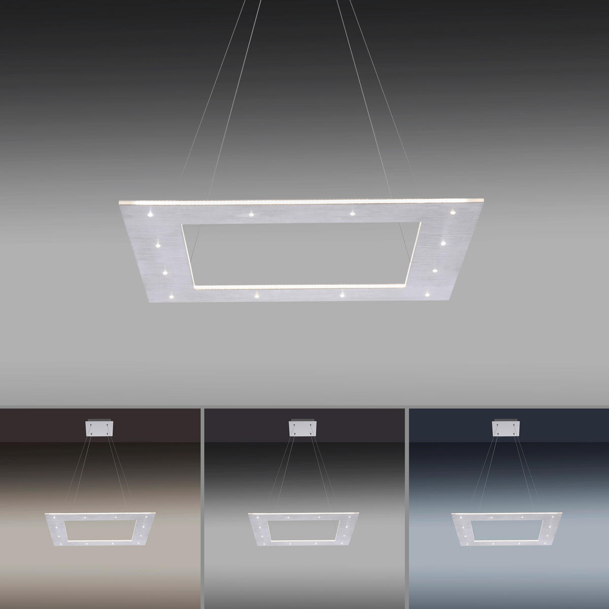 LED-HÄNGELEUCHTE PURE-COSMO 50/50/200 cm   - Alufarben, Design, Kunststoff/Metall (50/50/200cm)