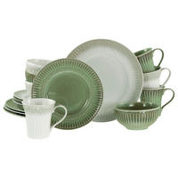 KOMBISERVICE Creme, Perlmutt, Salbeigrün Celadon Mix 16-teilig 4 Personen  - Salbeigrün/Perlmutt, Basics, Keramik - Creatable