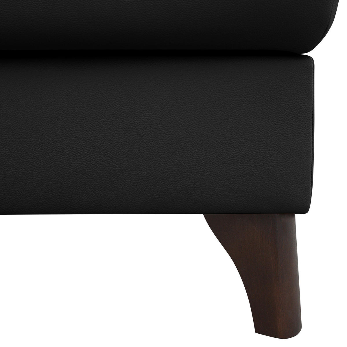 ECKSOFA in Lederlook Echtleder Schwarz  - Buchefarben/Schwarz, Design, Leder/Holz (238/168cm) - Livetastic