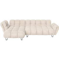 ECKSOFA in Jacquard, Bouclé Greige  188/303 cm  - Greige/Alufarben, Trend, Textil/Metall (188/303cm) - Bretz