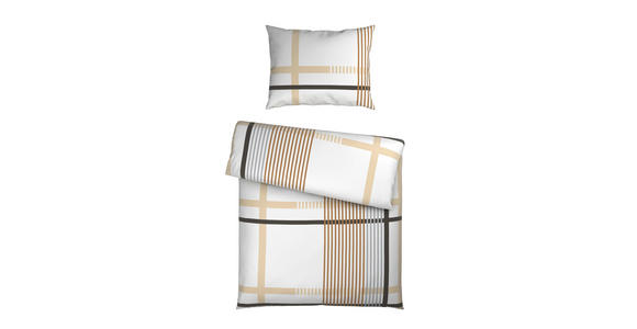 BETTWÄSCHE TANJA Satin 140/200 cm  - Beige/Grau, KONVENTIONELL, Textil (140/200cm) - Novel