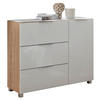KOMMODE 120,5/96/38,2 cm  in Weiss, Eichefarben  - Chromfarben/Weiss, Konventionell, Glas/Holzwerkstoff (120,5/96/38,2cm) - Xora