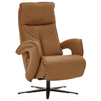 RELAXAČNÍ KŘESLO, kůže, světle hnědá - černá/světle hnědá, Design, kov/kůže (77/110/87cm) - Valdera