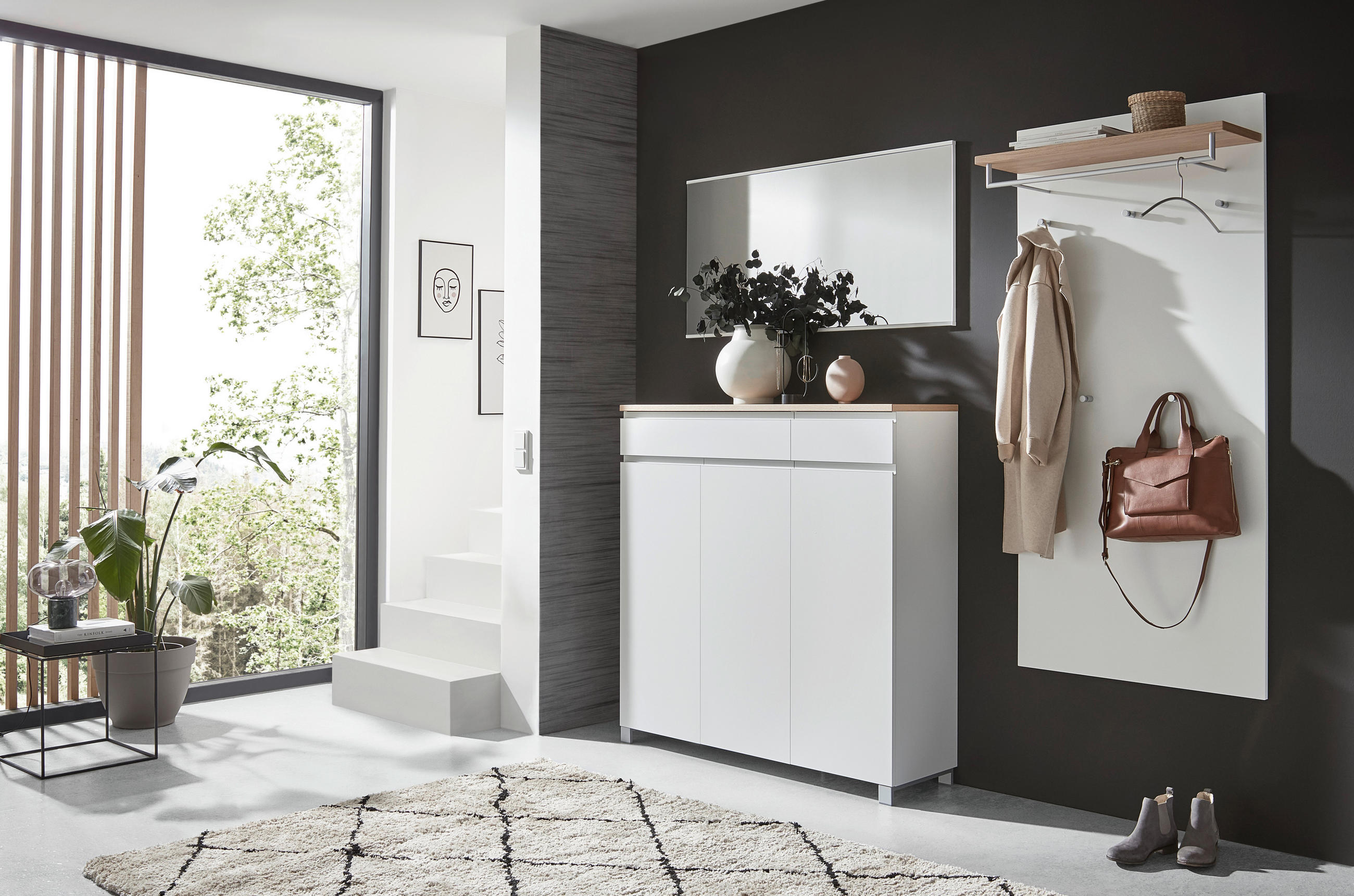 Thumbnail - Dieter Knoll Schuhschrank Dieter Knoll, Weiß, Eiche, Metall, Balkeneiche, furniert, 8 Fächer, 2 Schublade(n) Schubladen,...