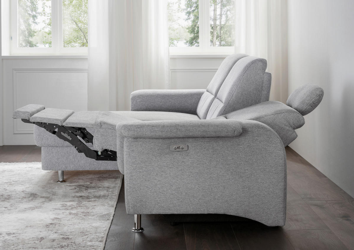 ECKSOFA in Chenille Silberfarben  - Chromfarben/Silberfarben, Modern, Textil/Metall (165/231cm) - Livetastic