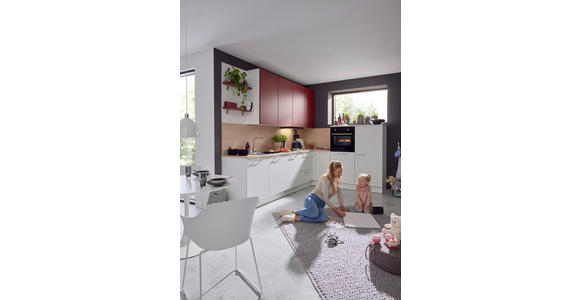 EINBAUKÜCHE - Eichefarben/Rot, Design, Holzwerkstoff - Dieter Knoll