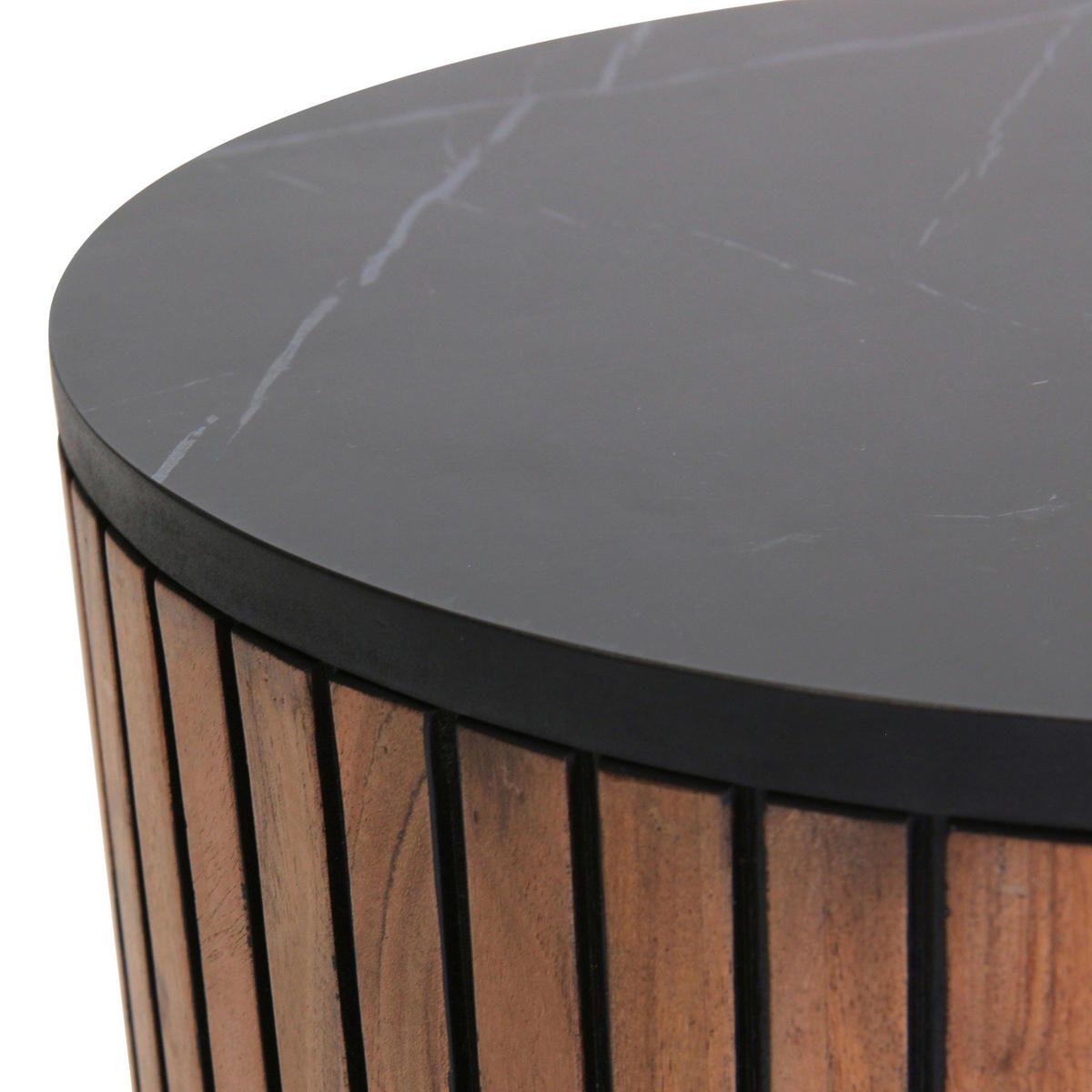 COUCHTISCHSET furniert rund Naturfarben, Schwarz, Akaziefarben  - Schwarz/Naturfarben, LIFESTYLE, Holzwerkstoff (32-42/32-42/45-53cm) - Landscape