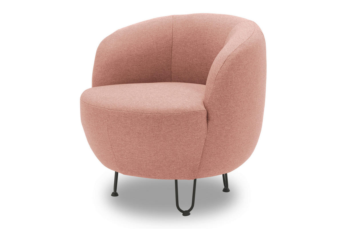 SESSEL Webstoff Rosa    - Schwarz/Rosa, Design, Textil/Metall (72/74/76cm) - MID.YOU