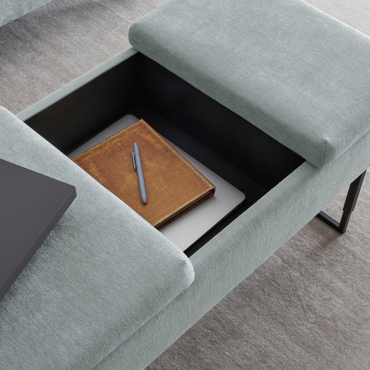 BETTBANK Flachgewebe Fichte, Kiefer Hellblau  - Schwarz/Hellblau, Design, Holz/Textil (124/45,5-61,5/49cm) - Dieter Knoll