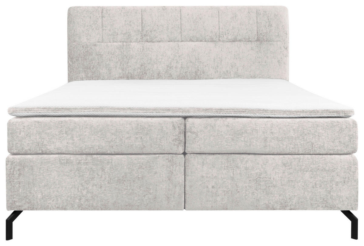 BOXSPRINGBETT 180/200 cm  in Hellgrau  - Hellgrau/Schwarz, Design, Textil/Metall (180/200cm) - Esposa