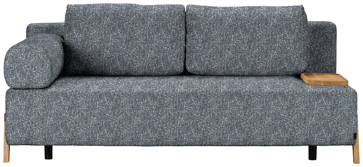 SCHLAFSOFA Bouclé Dunkelgrau  - Dunkelgrau/Naturfarben, Design, Holz/Textil (211/88/102cm) - Niels Andersson