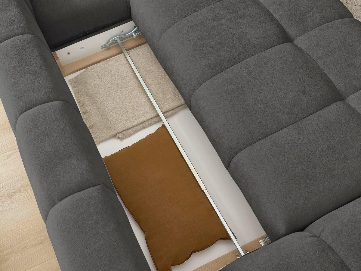 ECKSCHLAFSOFA EVEREST  mit Rücken echt, Armteil links, Armteil rechts Struktur Schwarz  - Schwarz, MODERN, Kunststoff/Textil (318/180cm) - Livetastic